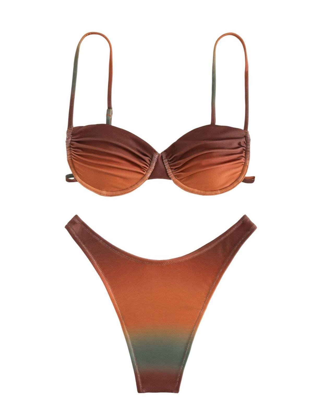 Eva Ombre Ombre Bikini Two Piece Set In Coffee