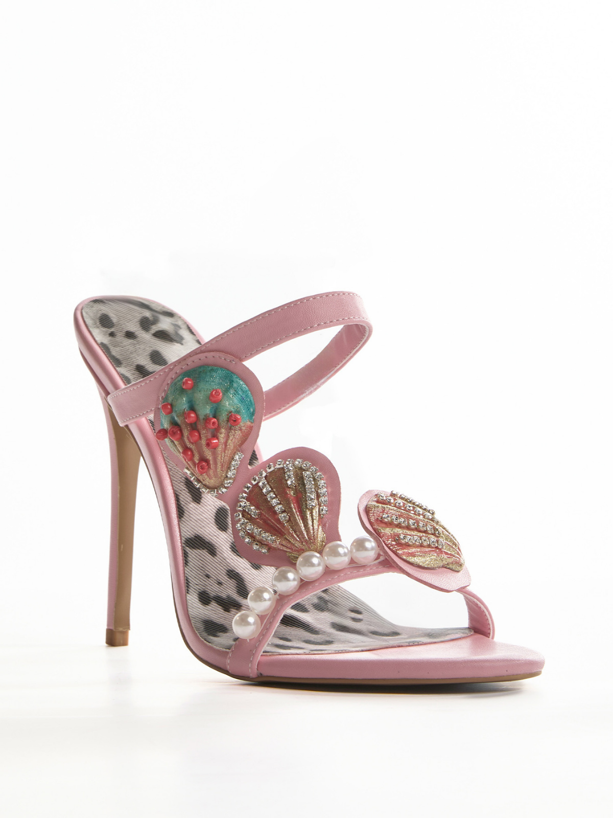 Lokesh Shell Pearl Leopard Sandals