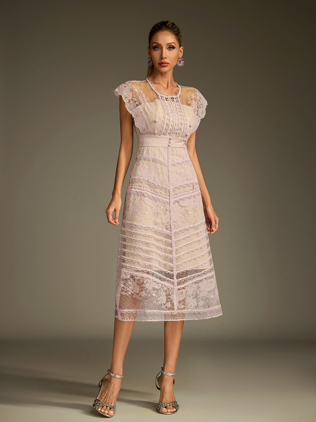 Lucifer Lace Embroidered Midi Dress